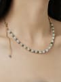 thumb Brass Imitation Pearl Geometric Trend Asymmetrical Chain Necklace 3