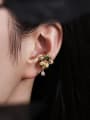 thumb Brass Imitation Pearl Flower Vintage Single Earring(Single-Only One) 1