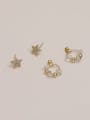 thumb Brass Cubic Zirconia Star Vintage Pentagram White Crystal Huggie Trend Korean Fashion Earring 2