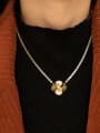 thumb Brass Tiger Eye Geometric Vintage Cubic Zirconia Chain Necklace 1
