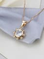 thumb Brass Cubic Zirconia Minimalist Flower  Earring and Necklace Set 1