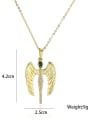 thumb Brass Cubic Zirconia Vintage Wing  Pendnat Necklace 2
