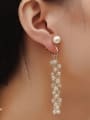 thumb Brass bead tassel Dainty long Clip Trend Korean Fashion Earring 1