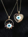 thumb Brass Cubic Zirconia Enamel Eye of Evil  Vintage Heart Pendant  Necklace 1