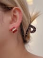 thumb Brass Cubic Zirconia Enamel Geometric Minimalist Stud Earring 1
