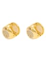 thumb Brass Cubic Zirconia Geometric Minimalist Huggie Earring 3