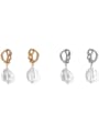 thumb Brass Glass Stone Geometric Minimalist Drop Earring 0