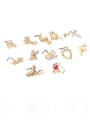 thumb Brass Cubic Zirconia Water Drop Cute Cross Nose Rings(Single Only One) 2