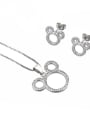 thumb Brass Cubic Zirconia Minimalist Mouse  Earring and Necklace Set 1