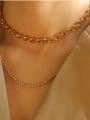 thumb Brass Geometric Vintage  O word chain Necklace 1