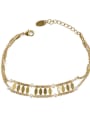 thumb Brass Freshwater Pearl Geometric Vintage Strand Bracelet 3