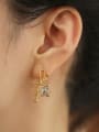 thumb Brass Cubic Zirconia Bowknot Vintage Stud Earring 1