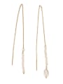 thumb Brass Freshwater Pearl  (Asymmetric Design) Tassel Minimalist Threader Earring 1
