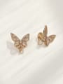 thumb Brass Cubic Zirconia Butterfly Vintage Clip Trend Korean Fashion Earring 1