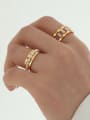 thumb Brass Imitation Pearl Geometric Hip Hop Stackable Ring 3