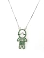 thumb Brass Cubic Zirconia  girl and boy  Cute Initials Necklace 3