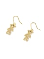 thumb Brass Cubic Zirconia Bear Dainty Hook Trend Korean Fashion Earring 0