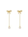 thumb Brass Imitation Pearl Bowknot Minimalist Drop Trend Korean Fashion Earring 0