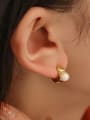 thumb Brass Imitation Pearl Geometric Hip Hop Stud Earring 2