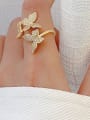 thumb Brass Cubic Zirconia Butterfly Dainty Band Ring 1