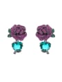 thumb Brass Cubic Zirconia Blue Flower Luxury Drop Earring 0