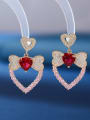 thumb Brass Cubic Zirconia Heart Luxury Drop Earring 3