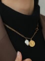 thumb Brass Freshwater Pearl Coin Vintage Multi Strand Necklace 1