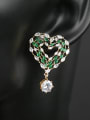 thumb Brass Cubic Zirconia Heart Luxury Love Long  Cluster Earring 2