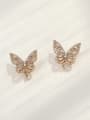 thumb Brass Cubic Zirconia Butterfly Vintage Clip Trend Korean Fashion Earring 0