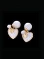 thumb Brass Imitation Pearl Shell Heart Minimalist Stud Earring 0