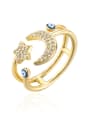 thumb Brass Cubic Zirconia Moon Vintage Stackable Ring 0