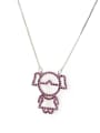 thumb Brass Cubic Zirconia  girl and boy  Cute Initials Necklace 2
