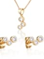 thumb Brass Round Cubic Zirconia Earring and Necklace Set 0