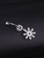 thumb Stainless steel Cubic Zirconia Flower Hip Hop Belly Rings & Belly Bars 2