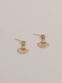 thumb Brass Cubic Zirconia Geometric Minimalist Scalloped  Drop Trend Korean Fashion Earring 4