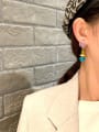 thumb Alloy Resin Round Cute Contrast resin wood candy color Drop Earring/Multi-Color Optional 1