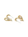 thumb Brass Cubic Zirconia Heart Vintage Stud Earring 0