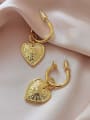 thumb Brass Heart Vintage Huggie Earring 2