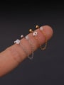 thumb Brass with Cubic Zirconia White Tassel Minimalist Stud Earring 1