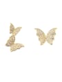thumb Copper Cubic Zirconia Butterfly Dainty Stud Trend Korean Fashion Earring 2