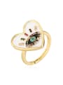 thumb Brass Enamel Cubic Zirconia Heart Vintage Band Ring 0