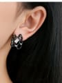 thumb Brass Cubic Zirconia Enamel Geometric Cute Stud Earring 1