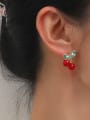 thumb Alloy Resin Friut Cherry Cute Stud Earring 1