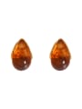 thumb Brass Resin Water Drop Minimalist Stud Earring 2
