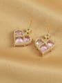 thumb Brass Cubic Zirconia Pink Heart Dainty Stud Earring 1