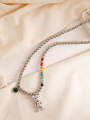 thumb Brass Bead Rainbow Vintage Bear Pendant Necklace 2