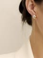 thumb Brass Imitation Pearl Tassel Minimalist Threader Trend Korean Fashion Earring 1