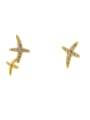 thumb Brass Cubic Zirconia Cross Minimalist Clip Earring 0