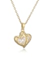 thumb Brass Cubic Zirconia Heart Minimalist Necklace 0