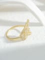 thumb Brass Cubic Zirconia Leaf Dainty Band Ring 1